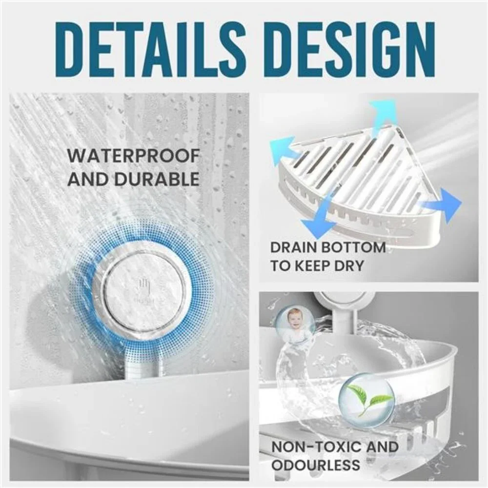 Suction Corner Shower Caddy 2 Pack, Shower Shelf Storage Basket Wall